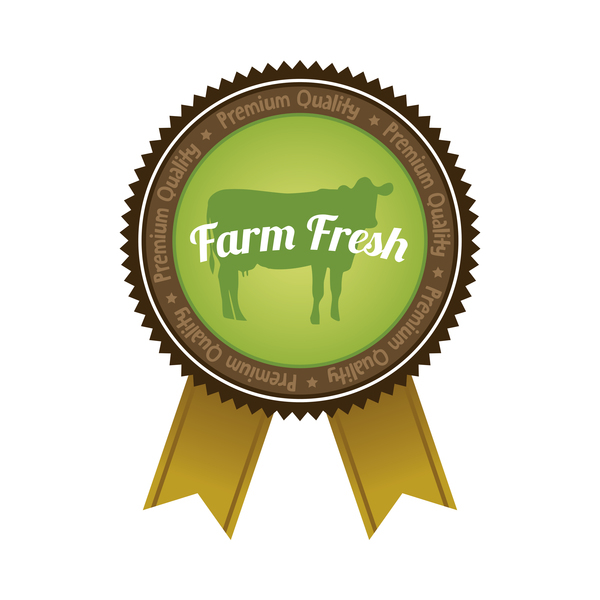 Farm organic food badge with ribbon vector 02  