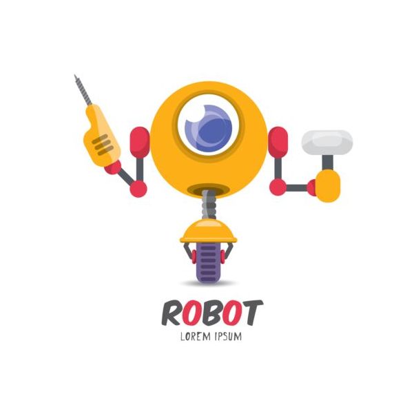 Lustige Roboter Cartoon Vektoren set 04  