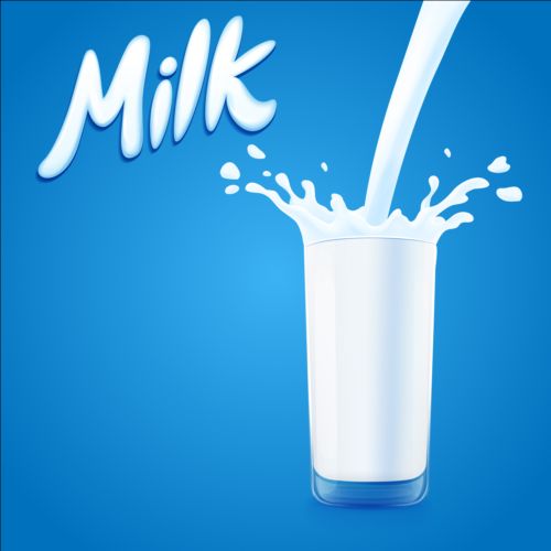 Glass cup with milk vector  