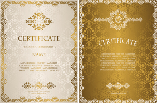 Golden template certificate design vector 04  