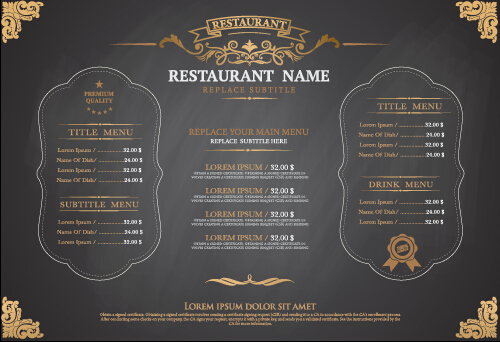 Gray style restaurant menu design vector 01  
