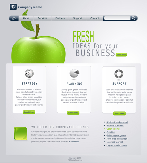 Green and gray styles website template  