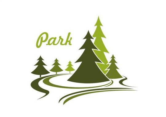 Зеленый парк логотип векторы набор 09  