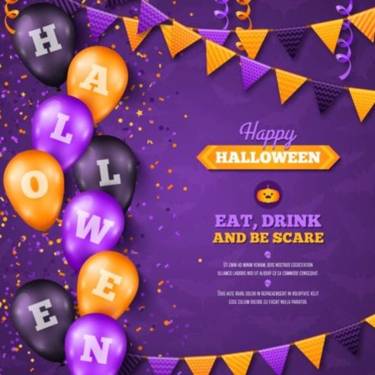 Хэллоуин партии фиолетовый плакат векторов 01  