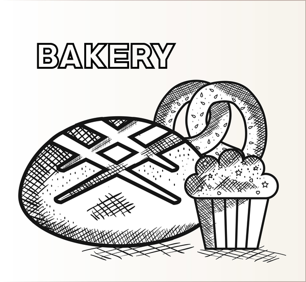 Hand drawn bakery design elements vector 02  