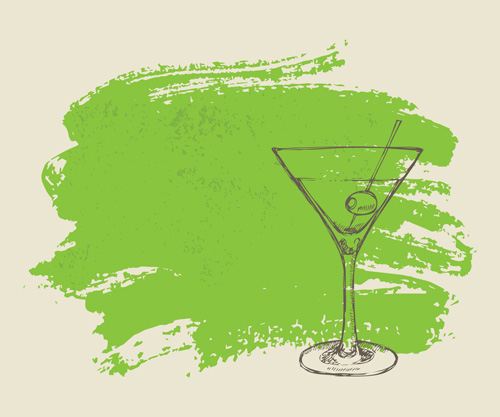 Hand drawn cocktail with grunge background 02  