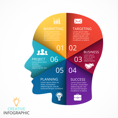 Human head with infographics vector material 04  