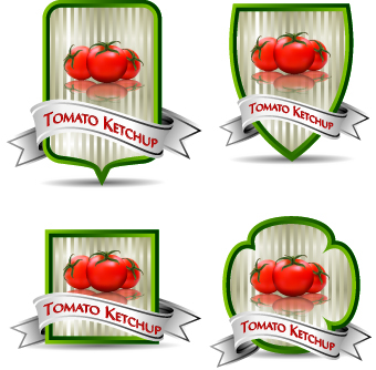 Tomato ketchup labels vector 02  