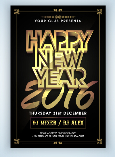 New year 2016 party flyer vector material 14  