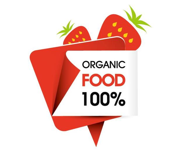 Organic food sticker design vector 06  