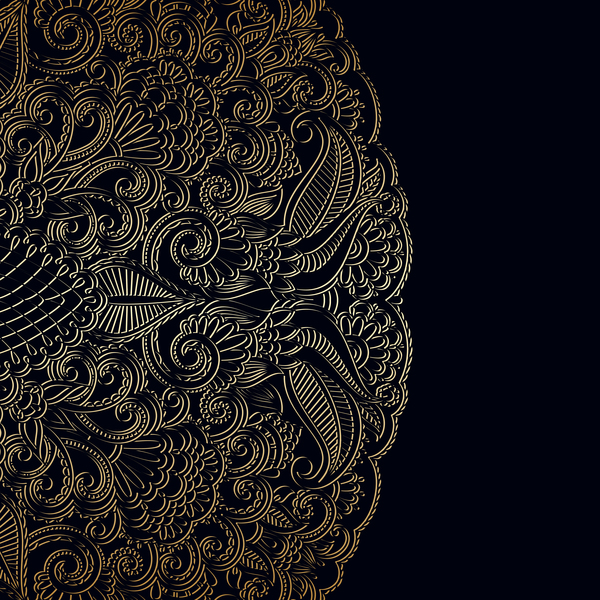 Ornament round gold vector material 07  