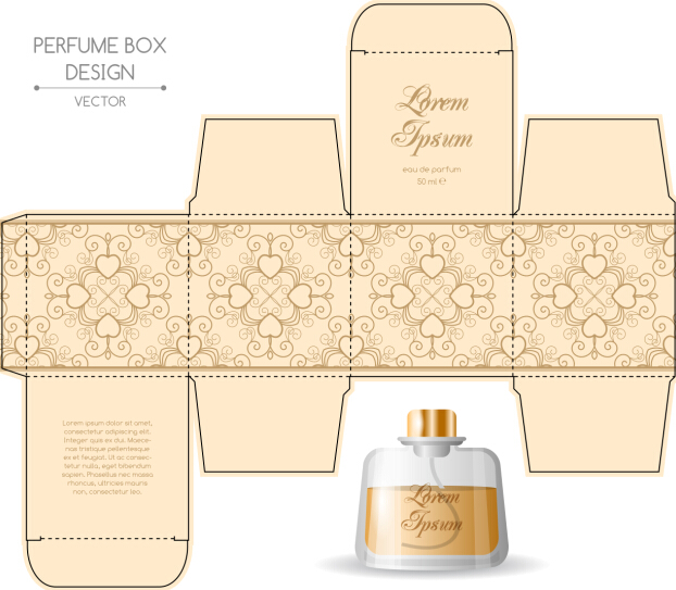 Perfume packging box material vector set 07  