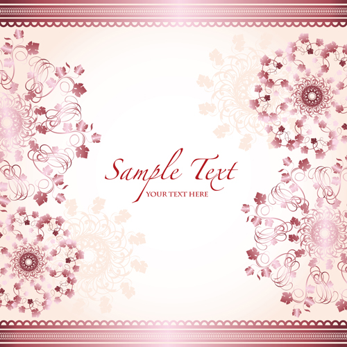 Pink border with floral background vector 01  