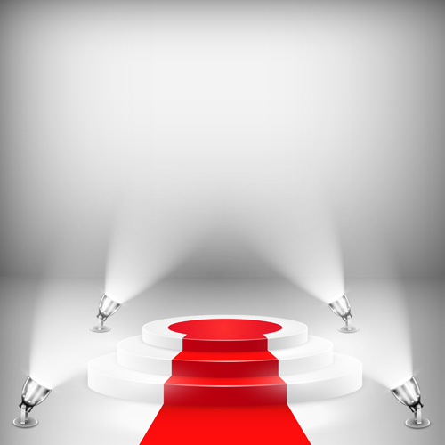 Podium with red carpet and spotlight vectors 07  