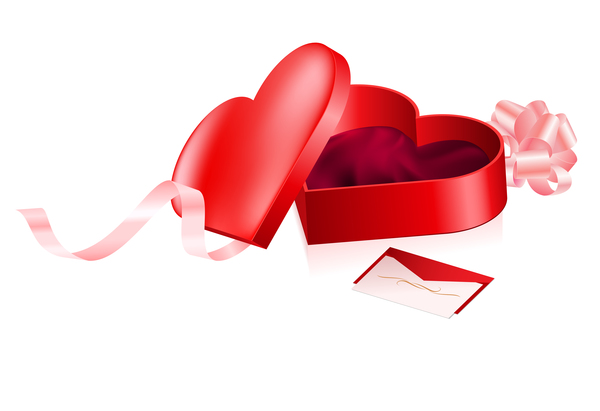Rotes Herz mit Valentinsgrußgeschenkboxvektor  