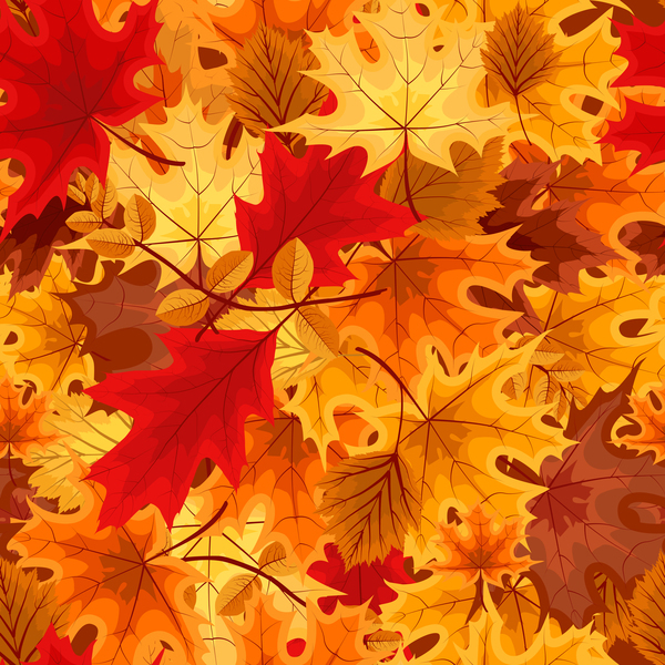 Red with golden autumn leaves background vector  