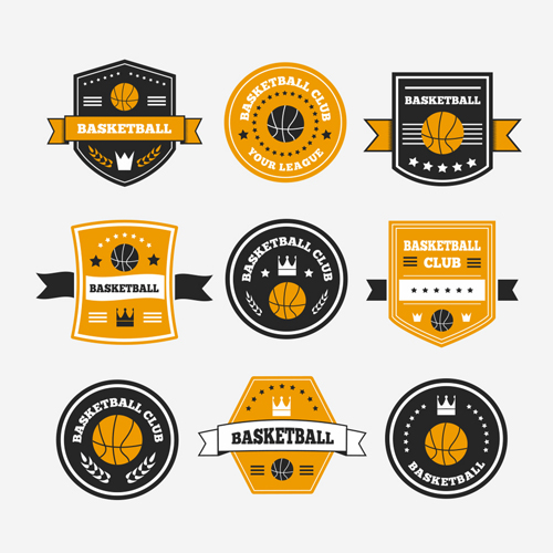 Retro basketball labels vectors  