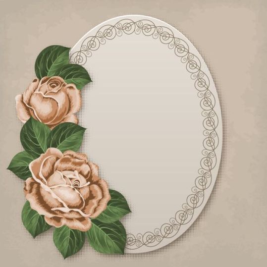 Retro floral card with beige card vector 03  