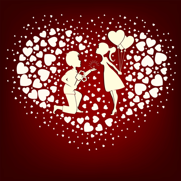 Carte de Saint Valentin romantique avec matériel vecteur amoureux 02  