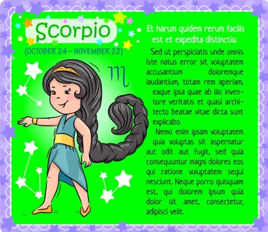 Vecteur de carte enfant Scorpion Zodiac  