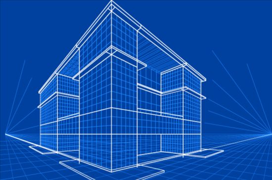 Eenvoudige blauwdruk gebouw vectoren ontwerp 09  