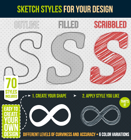 Sketch style design vector material  