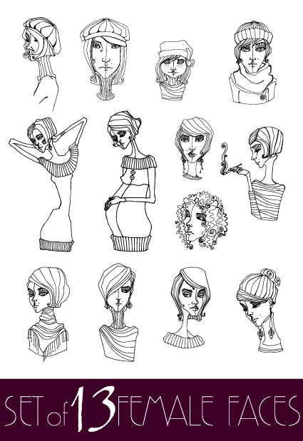 Hand drawn Sketches female design vector 01  