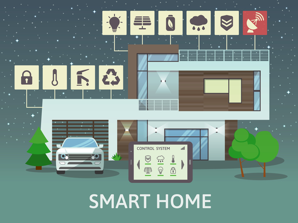 Smart home flat template vector 03  