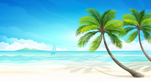 Tropical islands holiday background design vector 04  