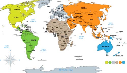 Vector mappe del mondo di colore modello 04  