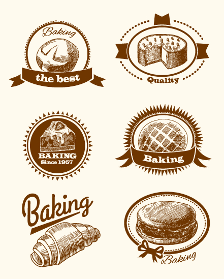 Vintage food labels creative material 02  