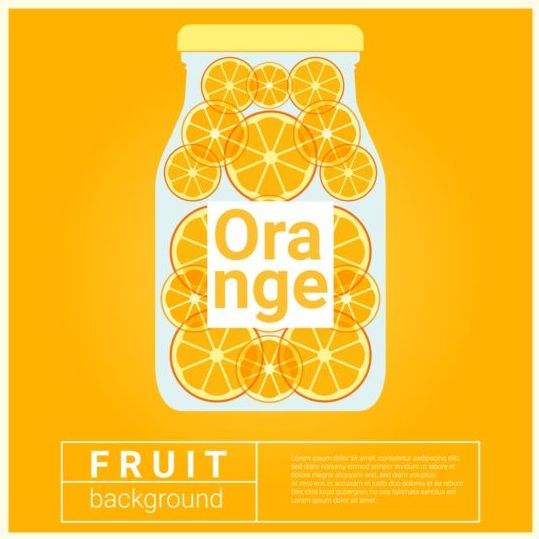 Water fruit recept met oranje vector achtergrond  