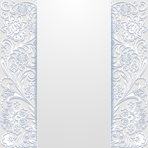 White hollow floral background vectors 01  