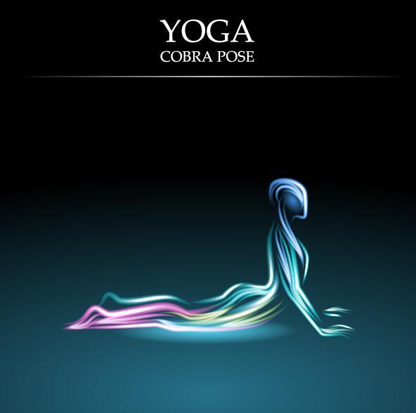 Yoga pose abstract design vector 04  