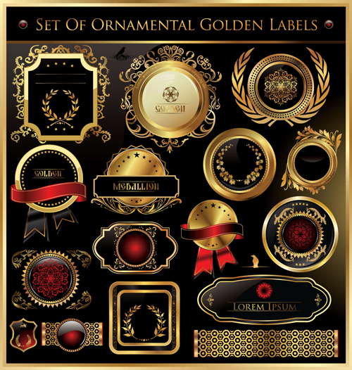 luxurious Golden frames and labels design vector 02  