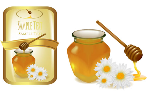 Elements of Honey and Bees vector set 03  