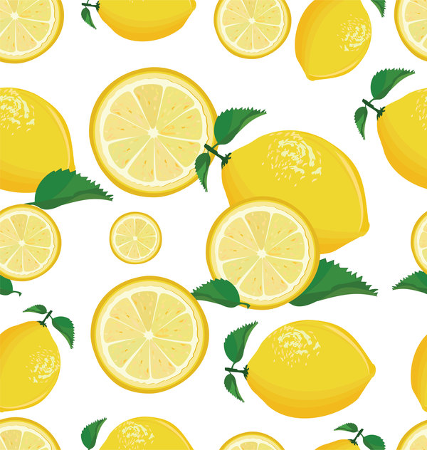 lemon with lemon slice seamless pattern vector  