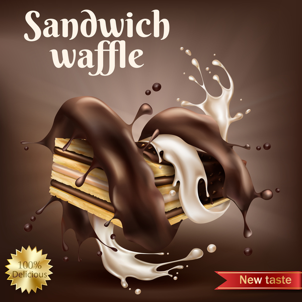 sandwich waffle poster template vector  