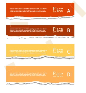 Torn paper colored banner vector set 03  