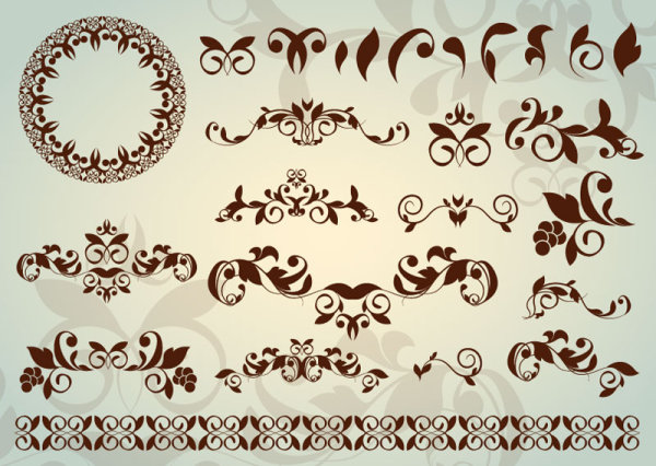 Floral Ornaments with lace vector 02  