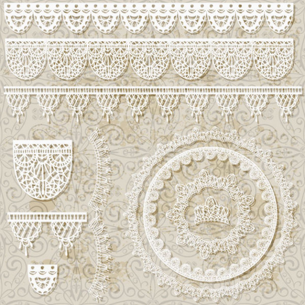 Hollow floral Ornaments and lace vector 02  