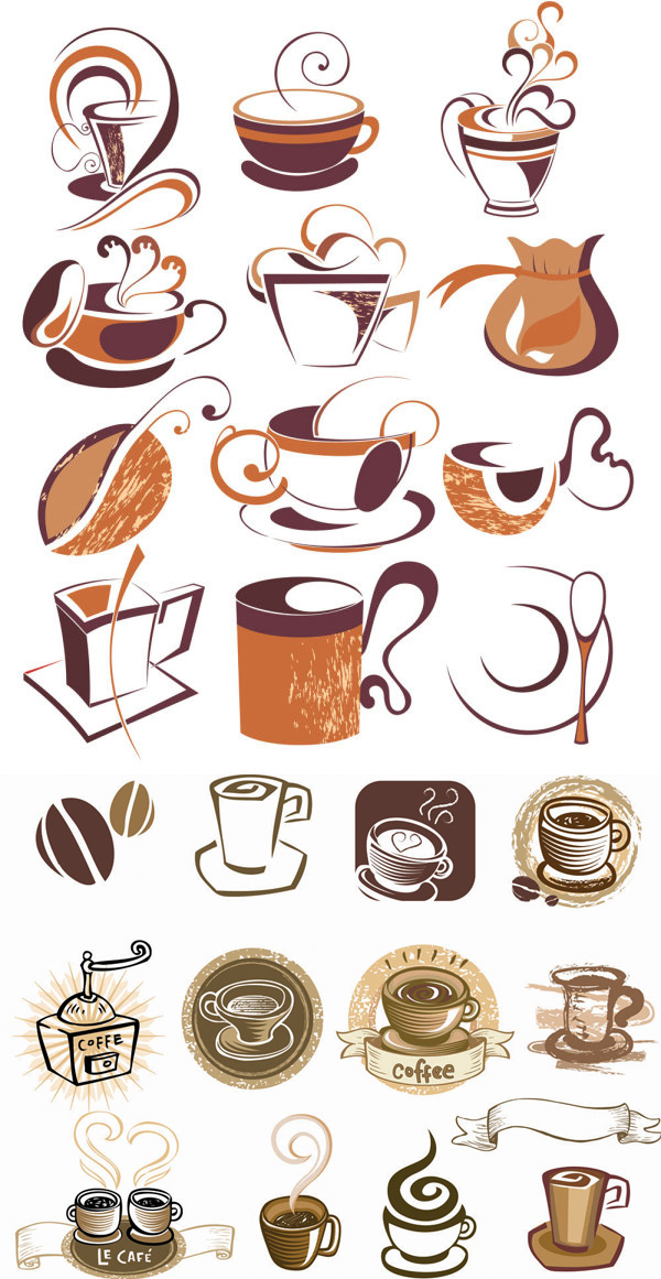 Line coffee elements vector graphic  
