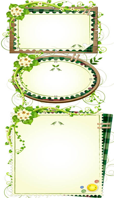 green rattan edge text frames vector  