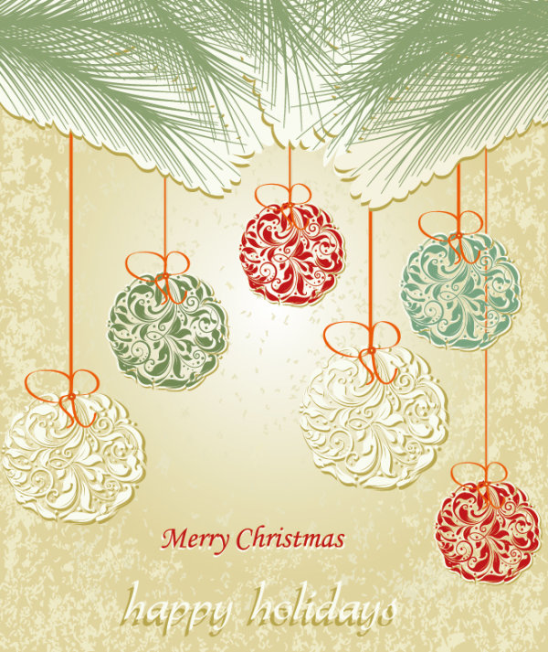 Set of floral Christmas card vector 03  