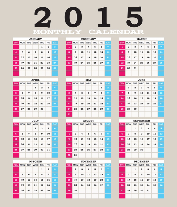 2015 grid calendar creative design vector 03  