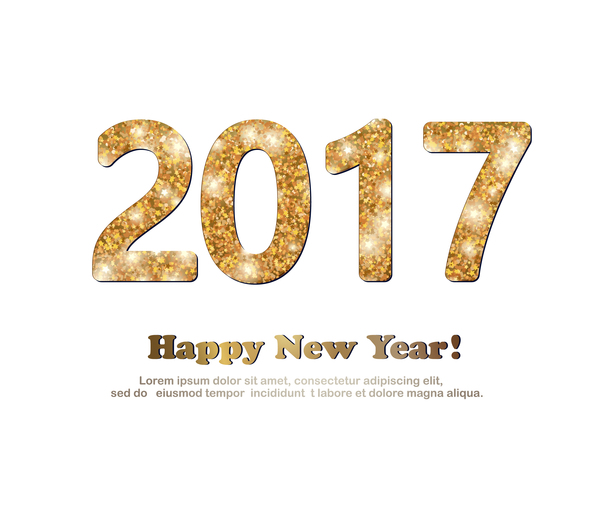 2017 neues Jahr goldener Glitzertext mit weißem Hintergrundvektor 02  