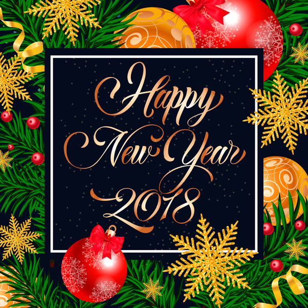 2018 new year frame with christmas background vector  