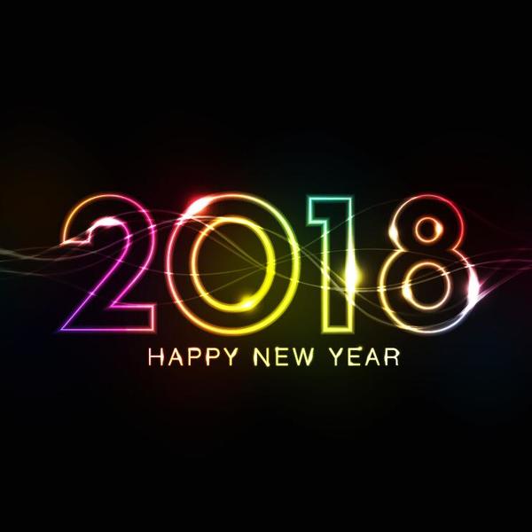 2018 new year neon effect design vector  