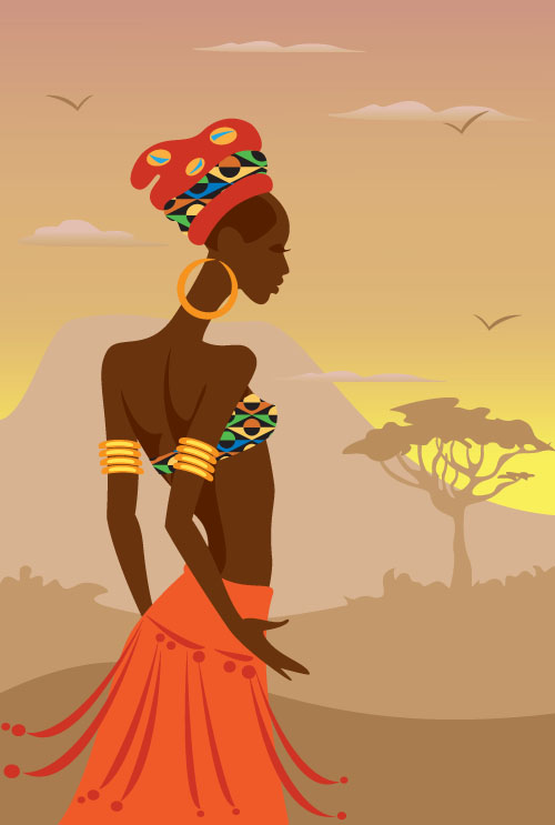 African woman illustrtion vector material 05  