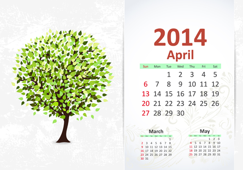 April 2014 Calendar vector  